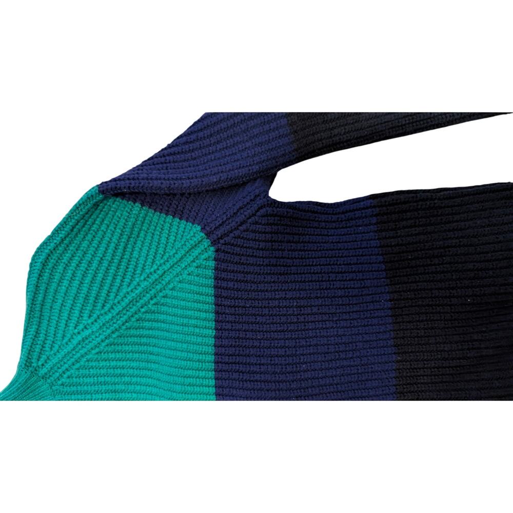 Karen Scott Colorblock Sweater Women’s Small Green Navy Blue - Picture 2 of 4
